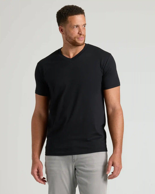 Black Tall Short Sleeve Classic V-Neck