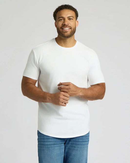 White Tall Heavyweight Curved Hem Crew